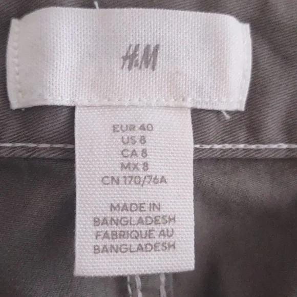 H&M Wide Leg Women's Cargo Pants in Olive Green - Size 6 - Picture 7 of 8